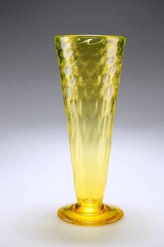 THOMAS WEBB & SONS
 A 1930'S "GAY GLASS" RANGE VASE,?of footed conical form