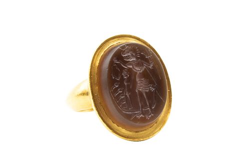 A ROMAN BANDED AGATE INTAGLIO CIRCA 2ND - 3RD CENTURY AD
 The oval banded a