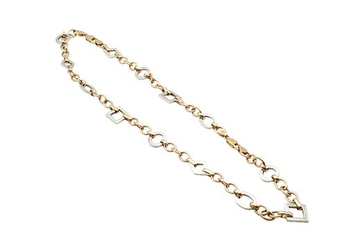 A FANCY-LINK NECKLACE, BY ISAAC JEWELLERY
 The 9 carat bi-coloured gold bel