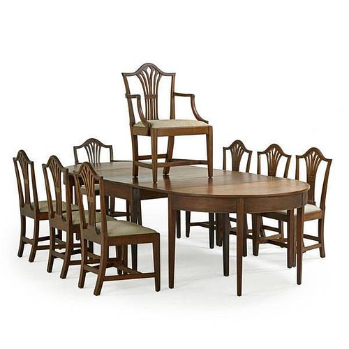 SHERATON THREE SECTION DINING TABLE AND CHAIRS