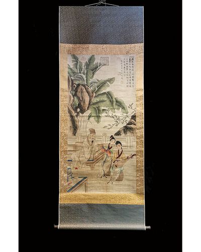 CHINESE SCROLL PAINTING WITH MUSICIANS
