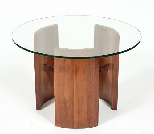 Modern Walnut & Glass Cocktail / Coffee Table