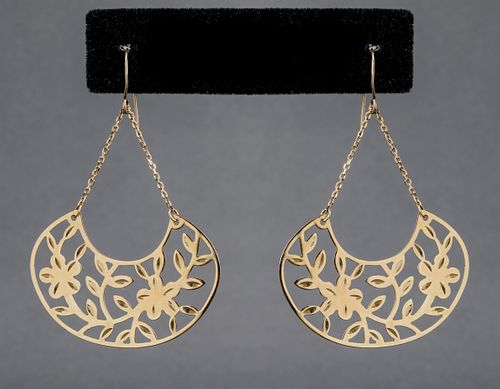 Vintage Turkish 14K Yellow Gold Filigree Earrings