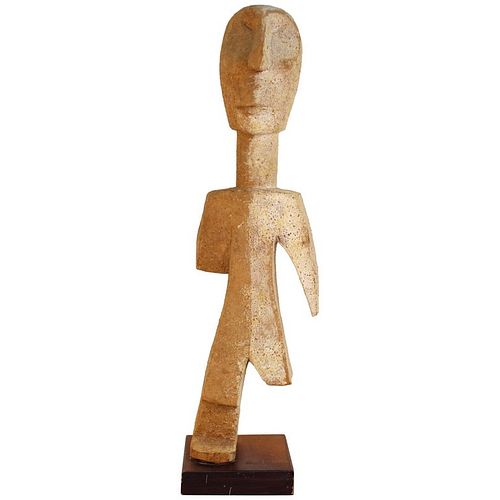 Abstract Figural Wood Sculpture with One Leg