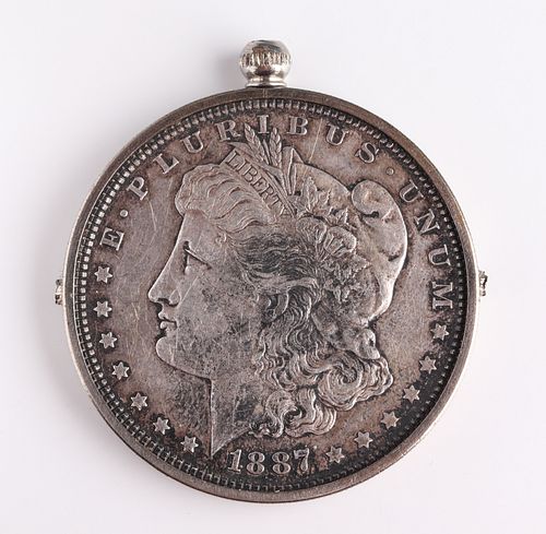 1887 Morgan $1 Silver Coin in Suspension Frame