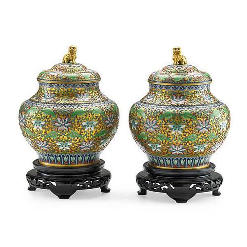 PAIR OF CHINESE CLOISONNE JARS
