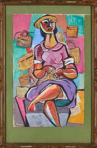 Latin American Illegibly signed  "Woman" Gouache