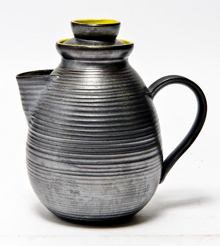 Art Studio Pottery Black & Green Glazed Teapot