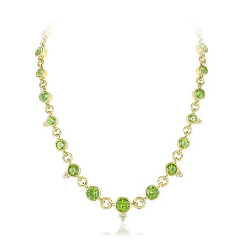 Temple St. Clair Peridot and Diamond Link Necklace