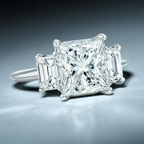 3.42-Carat Princess-Cut Diamond Ring