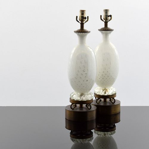 Pair of Murano Lamps, Manner of Barovier & Toso