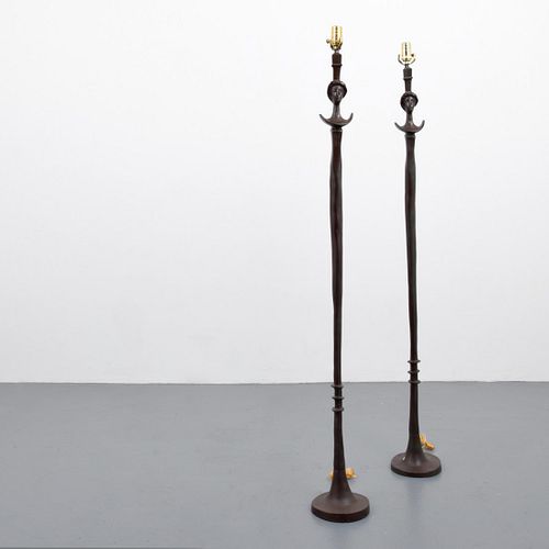 2 Diego Giacometti (After) "Tete de Femme" Floor Lamps