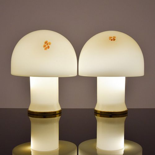 Pair of Vistosi Mushroom Lamps, Murano