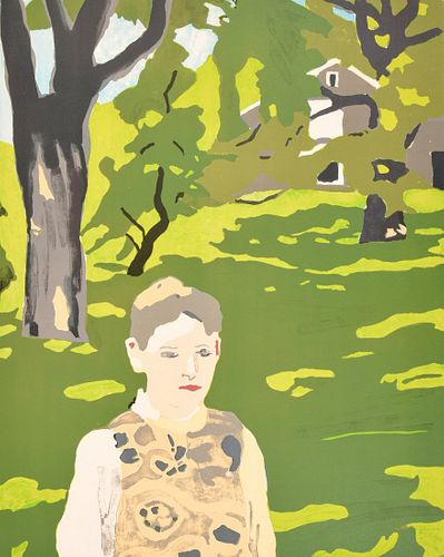 Fairfield Porter "Girl in the Woods" Lithograph, Signed