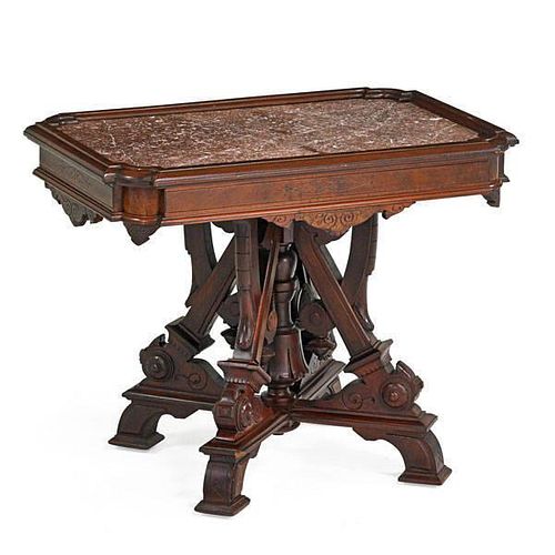 VICTORIAN MARBLE TOP CENTER TABLE