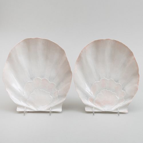 Two Vladimir Porcelain Shell Shaped Dishes
