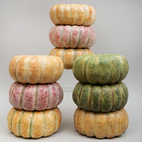 Group of Three Large Italian Glazed Stacked Gourd Form Ornaments
