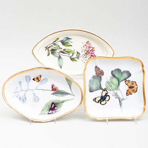 Two Coalport Porcelain Lepidopteran Dishes
