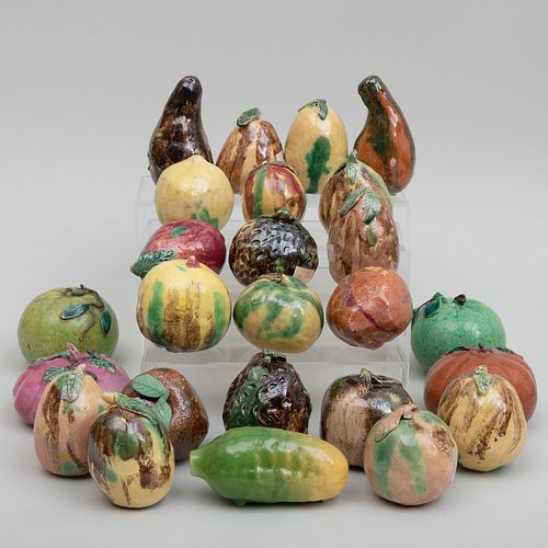 Group of Twenty-Five Chinese Export Porcelain and Continental Earthenware Models of Fruit