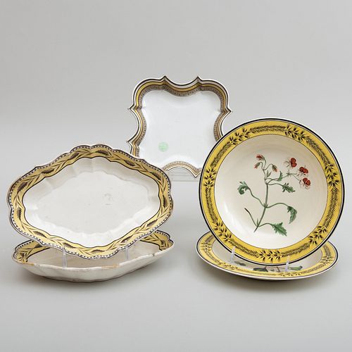 Group of English Creamware and Pearlware Yellow Ground Dishes