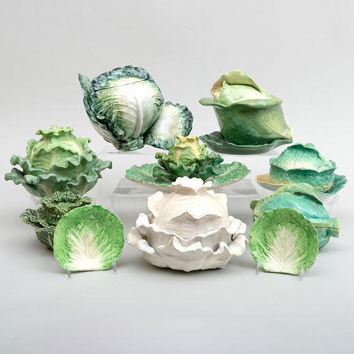 Group of Porcelain Cabbage Form Table Decorations