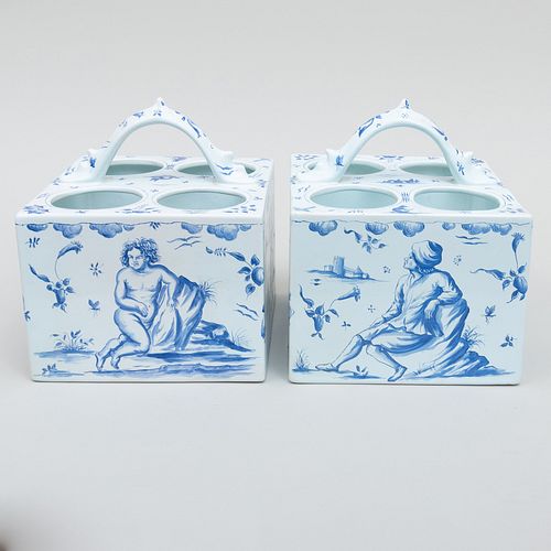 Pair of French Faience Bottle Coolers