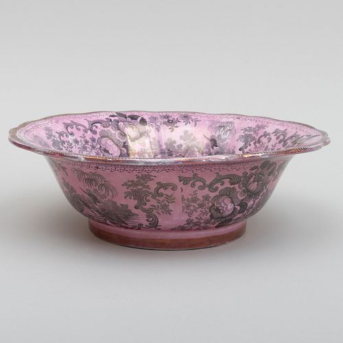 Davenport Transfer Printed Lusterware Bowl with Chinoiserie Decoration