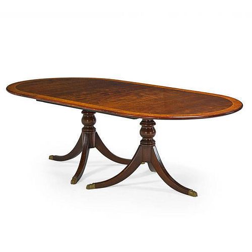 GEORGE III STYLE DOUBLE PEDESTAL DINING ROOM TABLE