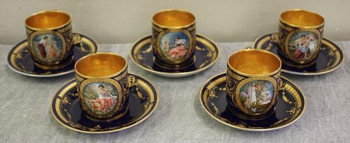 Royal Vienna Lot of 5 Cups & Saucers.