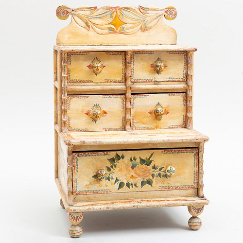Miniature American Painted Wood Chest of Drawers