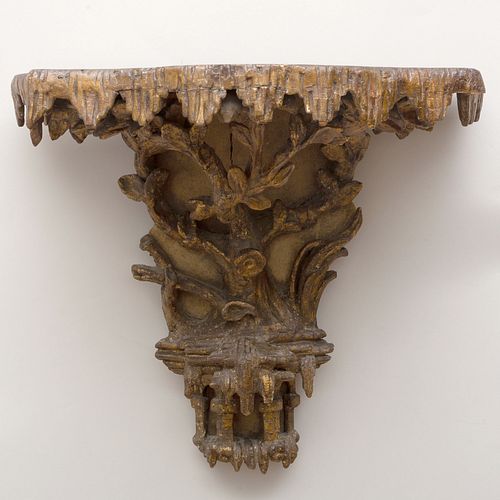 Regency Style Naturalistically Carved Gilt Wood Wall Bracket