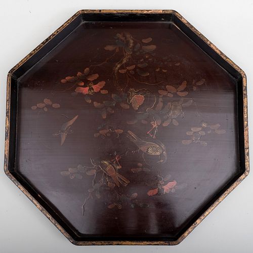 Two Large Lacquer Trays with Chinoiserie Decoration