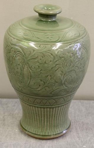 Celadon Vase with Incised Decoration.