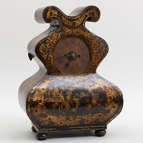 Victorian Chinoiserie Decorated Shaped Mantle Clock