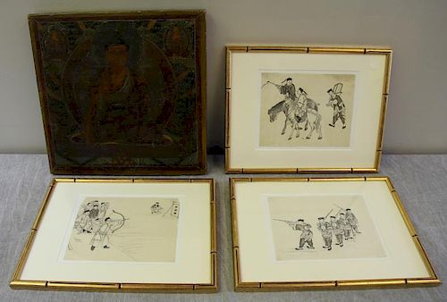 Lot of Assorted Items Including an Antique Thanka