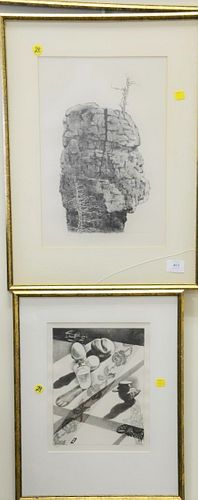 Louis Lozowick (1892-1973) three lithographs: "Breakfast", sight size: 11 1/2" x 9"; "Split Rock", sight size: 9 1/2" x 13 1/2"; "Driftwood", sight si