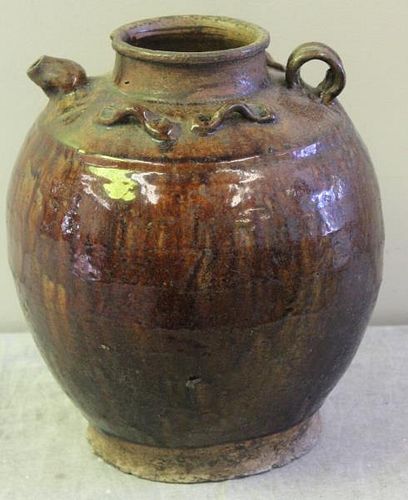 Large Archaic Brown Glazed Jar.