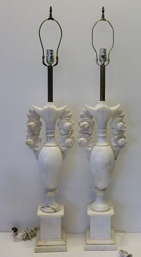 Fine Pair of  Marble Urn Form Lamps.