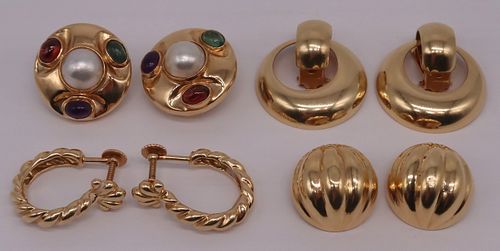 JEWELRY. (4) Pairs of 14kt Gold Earrings.