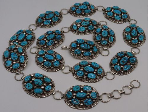 STERLING. Sterling and Turquoise Concho Belt.
