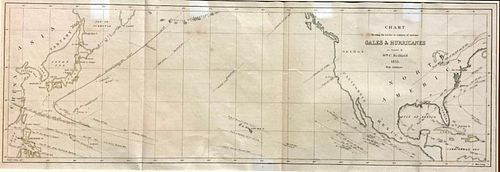 1855 Perry Expedition Map of Gales and Hurricanes