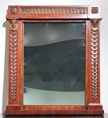 Empire Style Mahogany and Gilt Wood Mirror