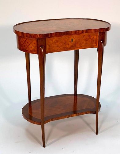 Louis XVIth Style Marquetry Kidney Shaped Stand