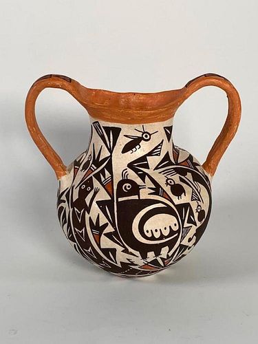Acoma Pottery Two Handled Jar, P.Ivle