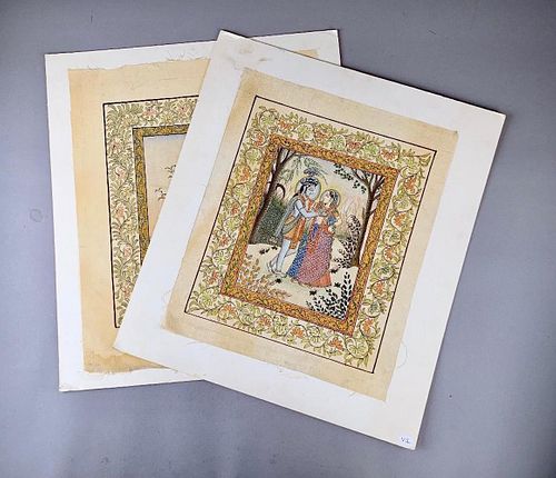 Three Indian Silk Paintings