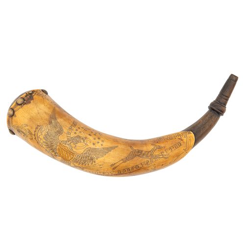 Engraved Tansel Powder Horn Presented By D.M. Dobson To James W. Dobson