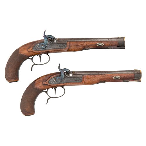A Good Pair of German Percussion Dueling Pistols by L.Kolb, Berlin, Ca. 1840