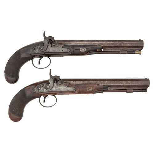 Pair of H. Nock Marked Percussion Pistols