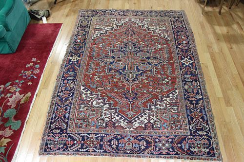 Antique And finely Hand Woven Heriz Carpet .