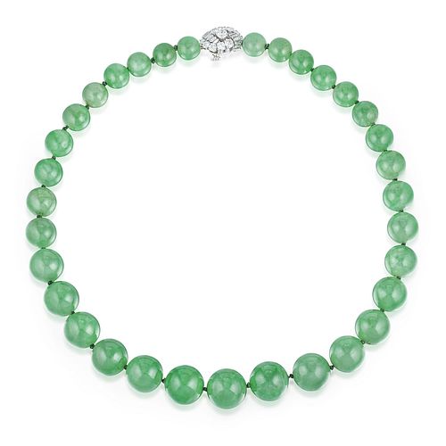 Bulgari Jade Bead and Diamond Necklace